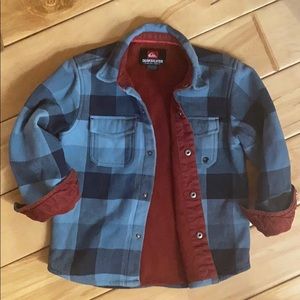 Quicksilver boy’s lined-flannel: dark/lt blue/red